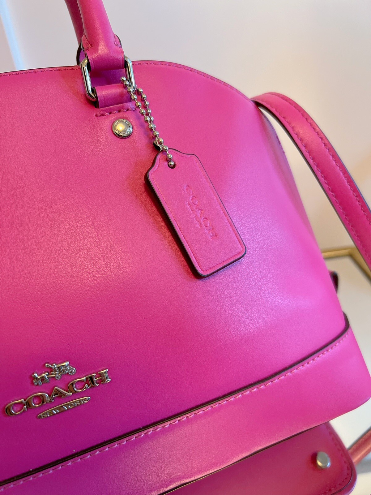 COACH F27694 MINI SIERRA SATCHEL IN SMOOTH LEATHER BRIGHT FUCHSIA