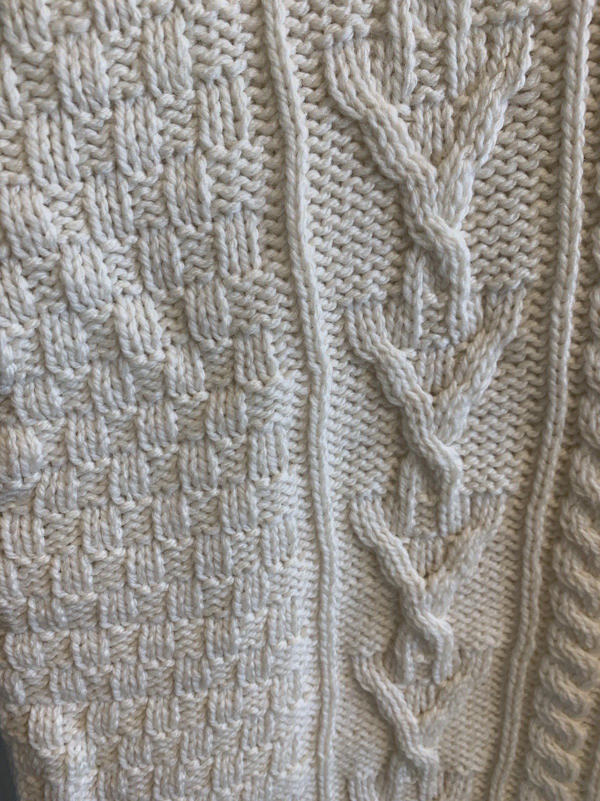 NWT Arancrafts Merino Wool Fisherman Sweater Ivory Unisex XL Made In Ireland