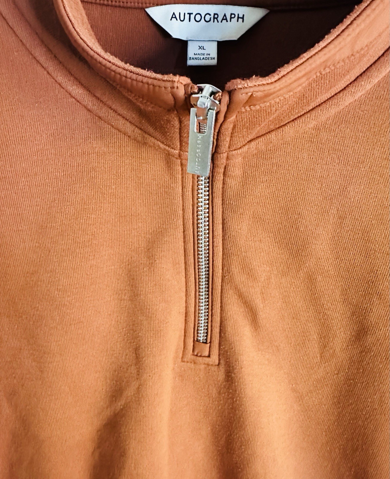 M&S Autograph Men’s Rust Orange Reg Fit Quarter Zip Size 2XL – 44-46” VGC
