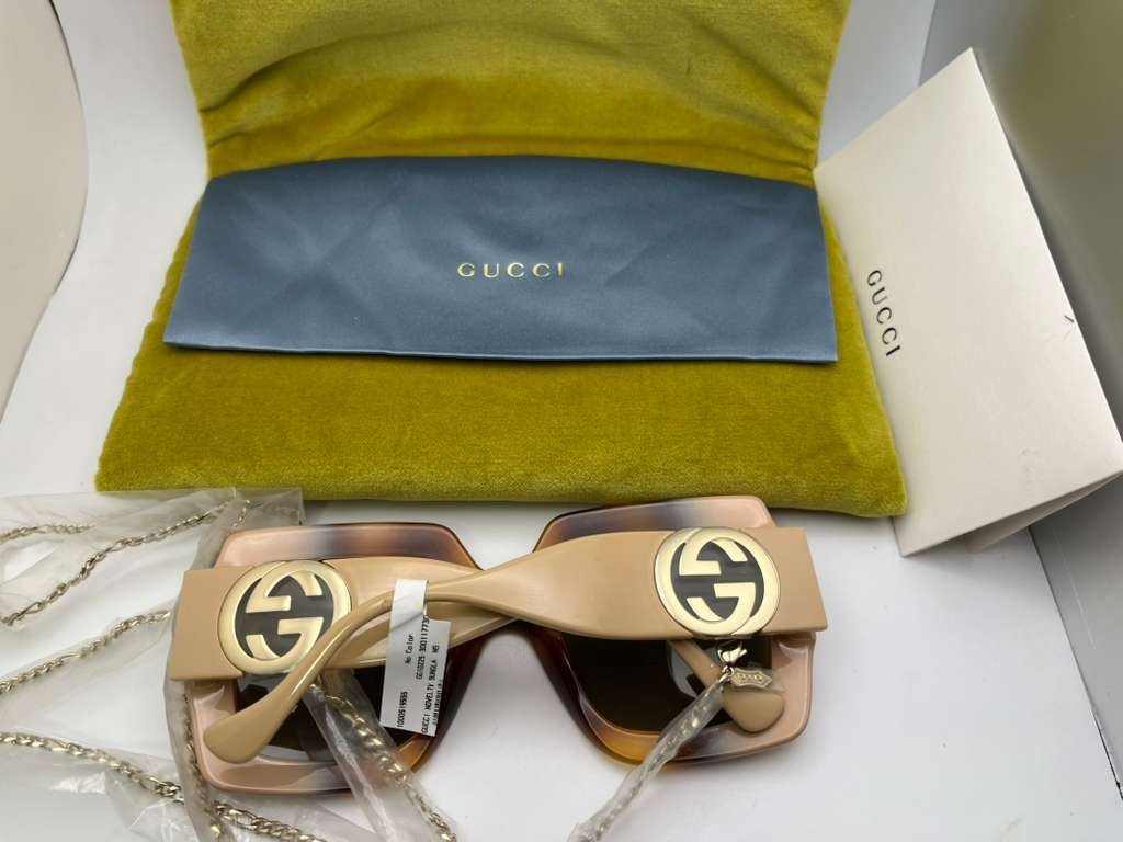 Gucci GG1022S Tortoise Blush Composites Oversized Sunglasses