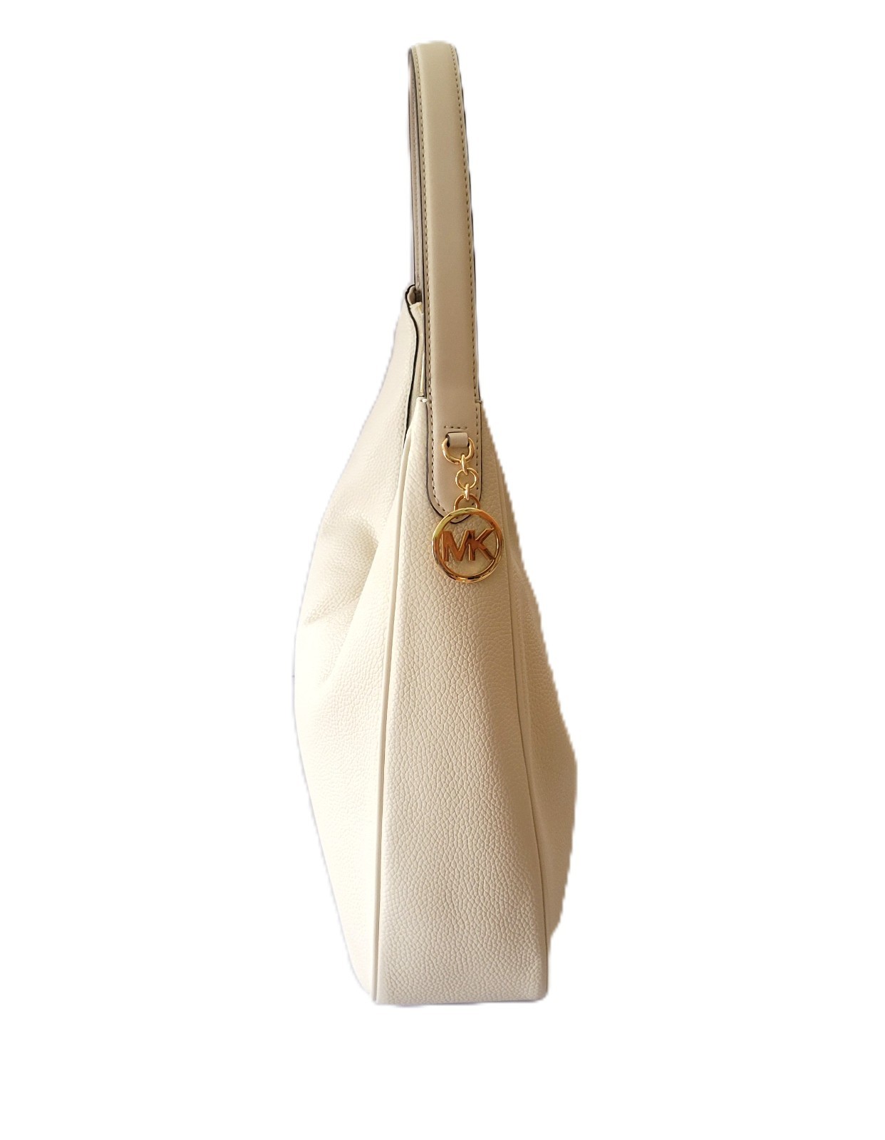 Michael Kors Nayla Medium Hobo Shoulder Bag Light Cream Pebbled Leather Handbag