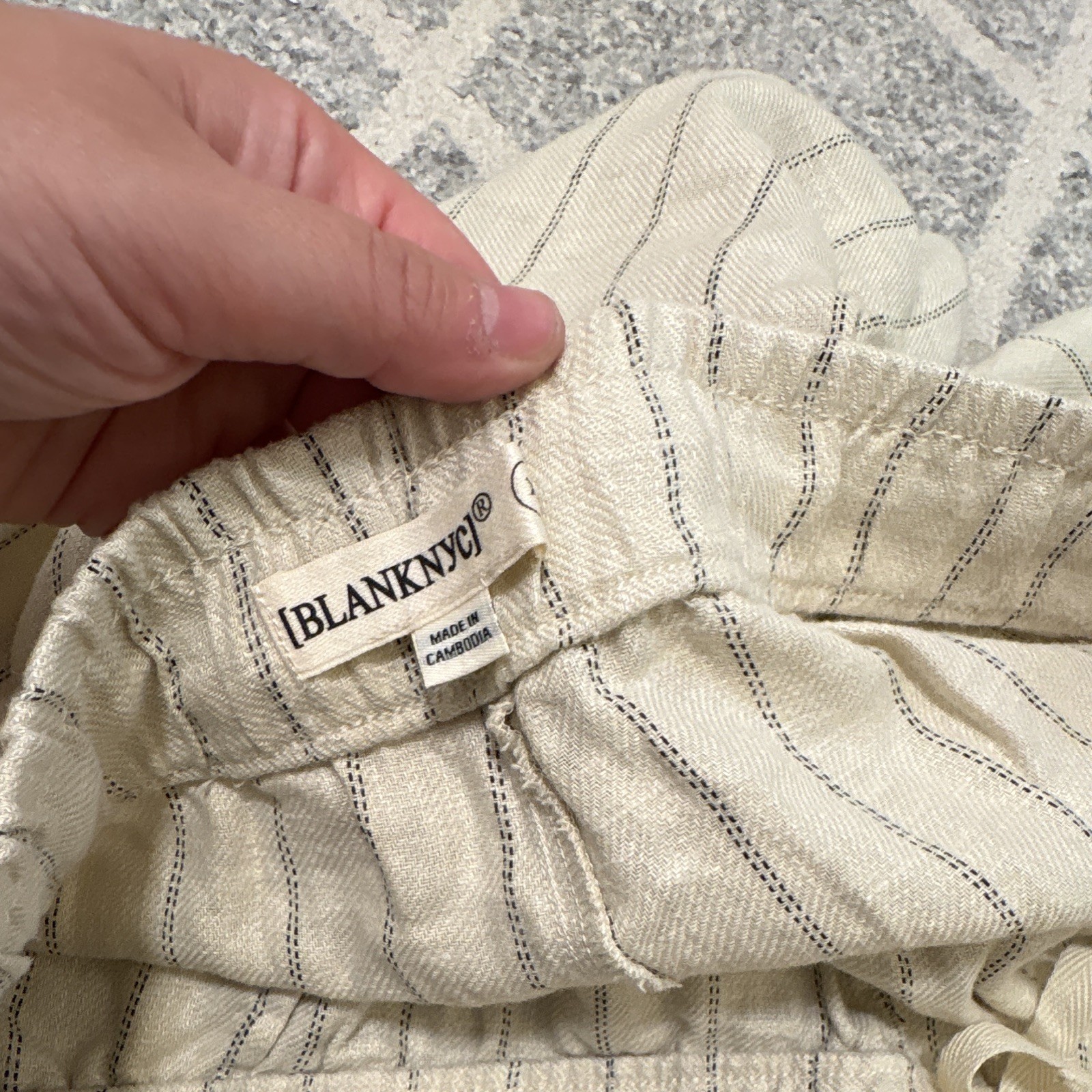 BLANKNYC Linen Blend Striped Pull-On Chino Shorts Elastic Waist Women XL 5″