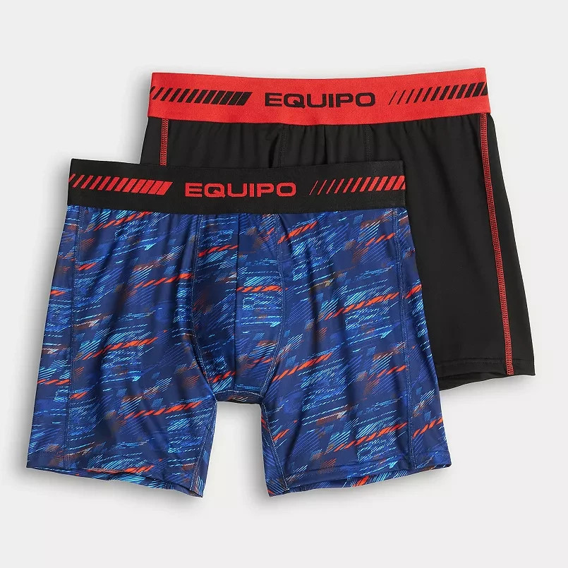 Men’s Equipo 2-pk. Boxer Briefs Size Medium Red, Blue & Black NWT