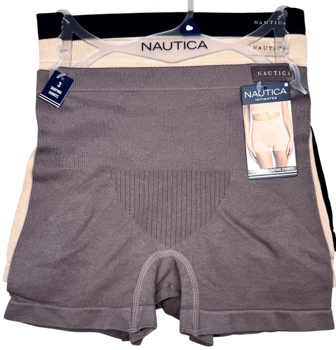 NAUTICA Women’s 3-Pack Shaping Shorts Underwear Panties Mild Control Size L