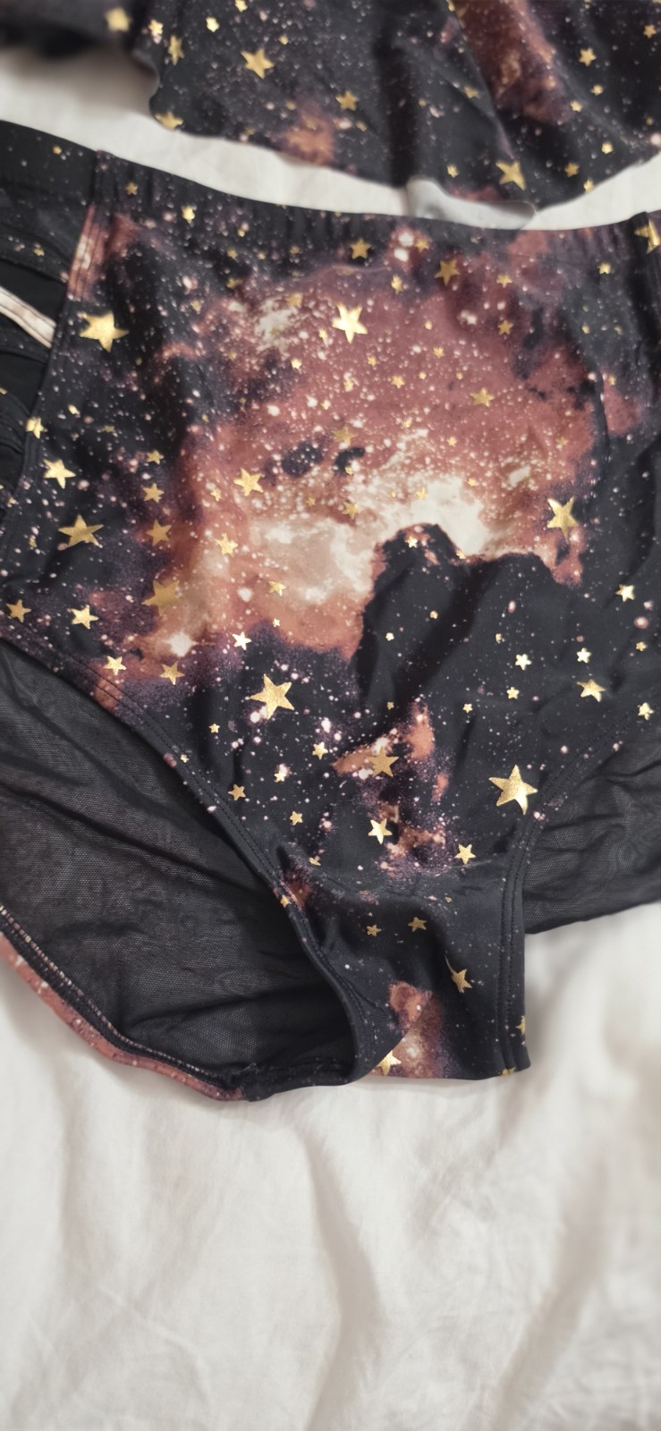 Torrid Galaxy Star Print Two Piece Swim Set Rash Guard & High Waist Size 1