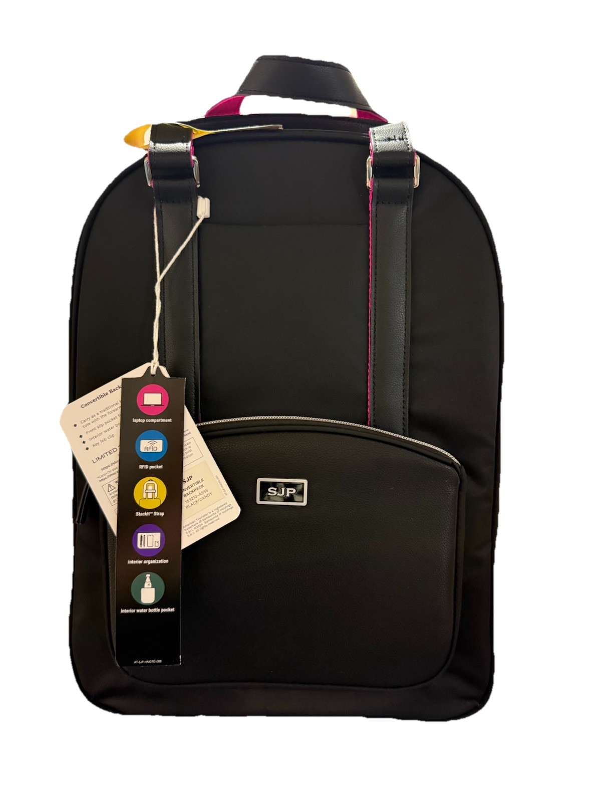 Sarah Jessica Parker 16″ RFID Convertible Laptop Backpack – Black/Candy