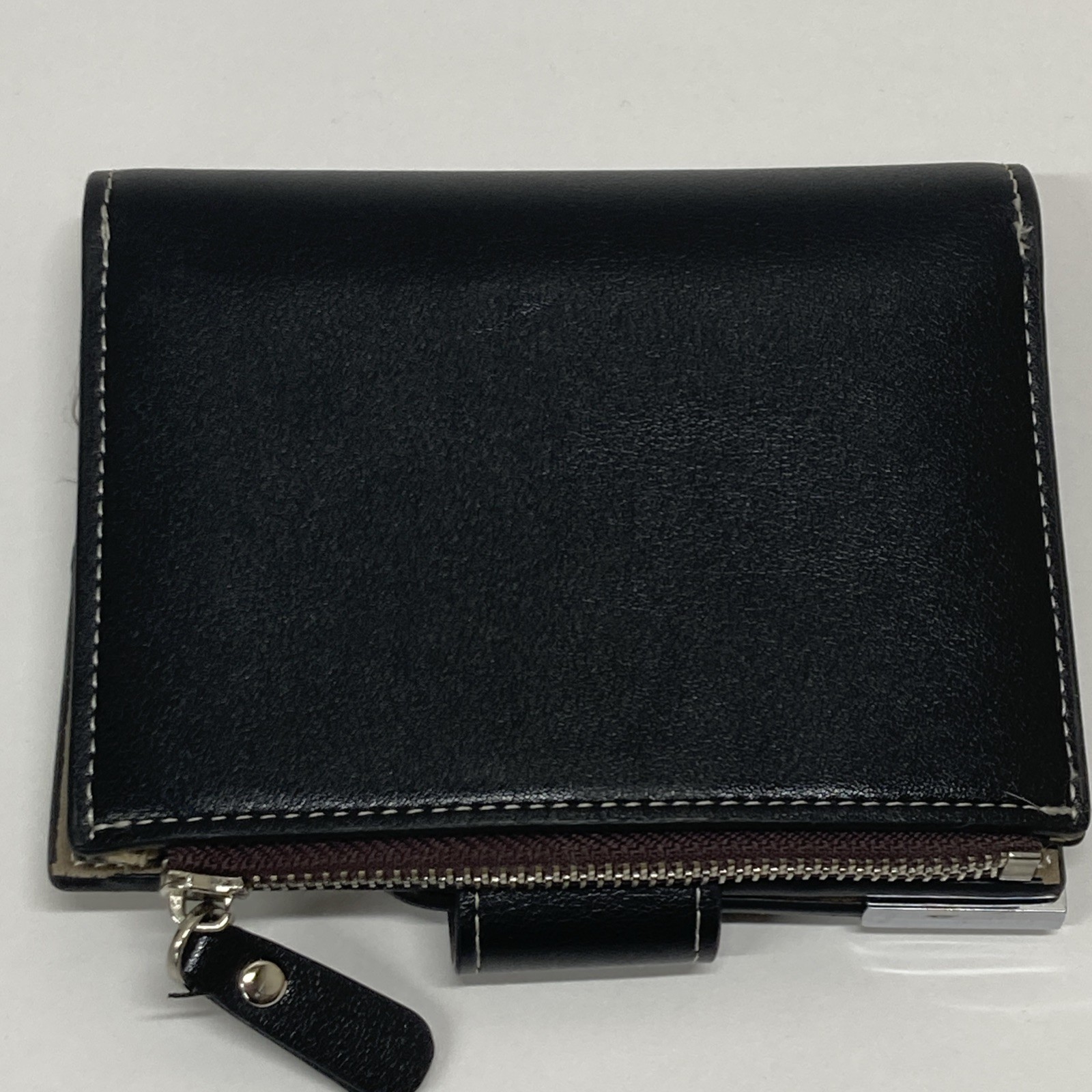 Baellerry Dark Brown Bi-Fold Wallet Coin Pocket Zipper PU Synthetic Leather 2016