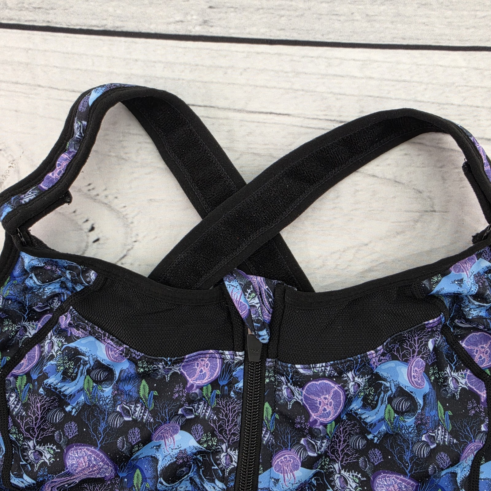 Constantly Varied Gear Sports Bra Skulls Jellyfish Multicolor Zip Up Large