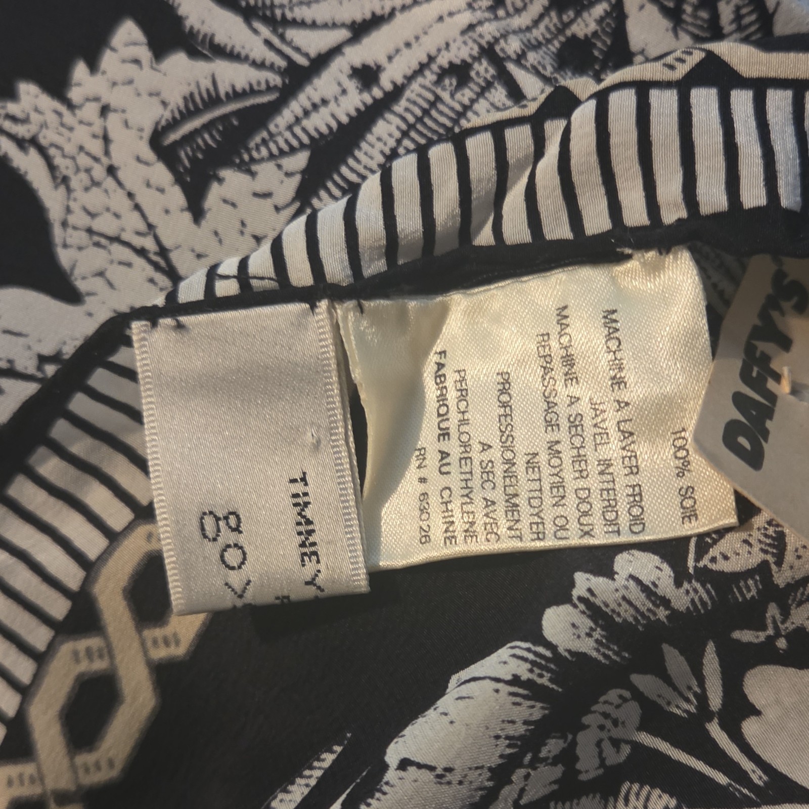 Daffy’s Silk Satin Blue Floral Square Scarf Lightweight Women’s Logo Accent