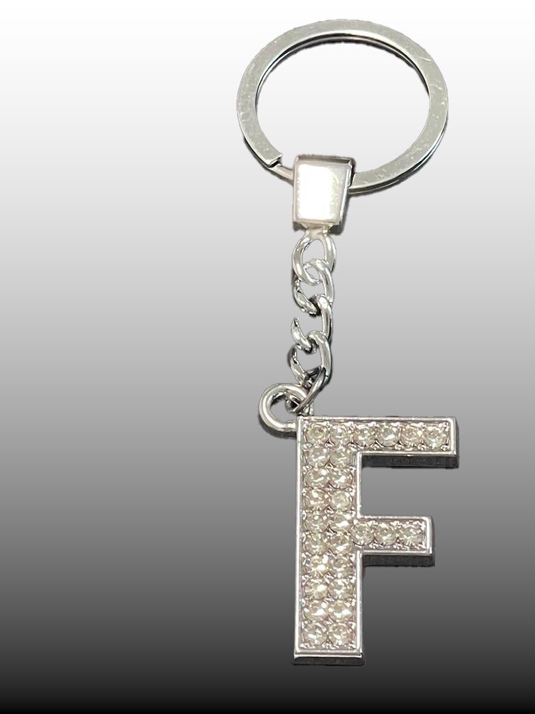 Sparkling Silver Rhinestone Letter Keychain