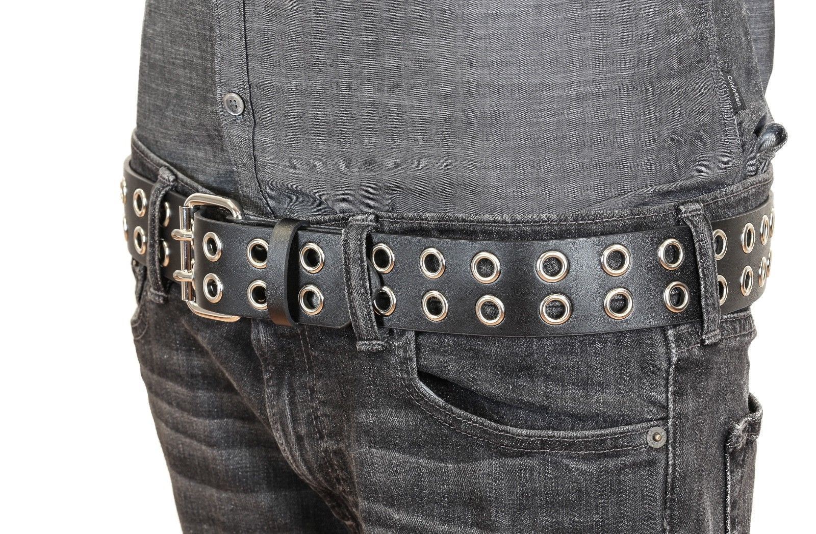 2 Row Eyelet Grommet Leather Uniform Belt Heavy-duty USA Made Rock Goth Metal