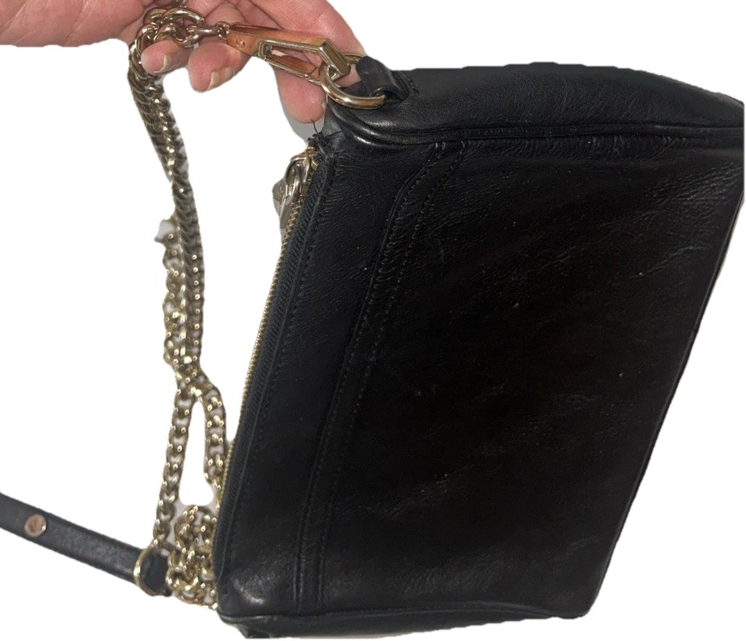 Rebecca Minkoff Mini MAC Black Leather Gold Chain Crossbody Shoulder Bag EUC