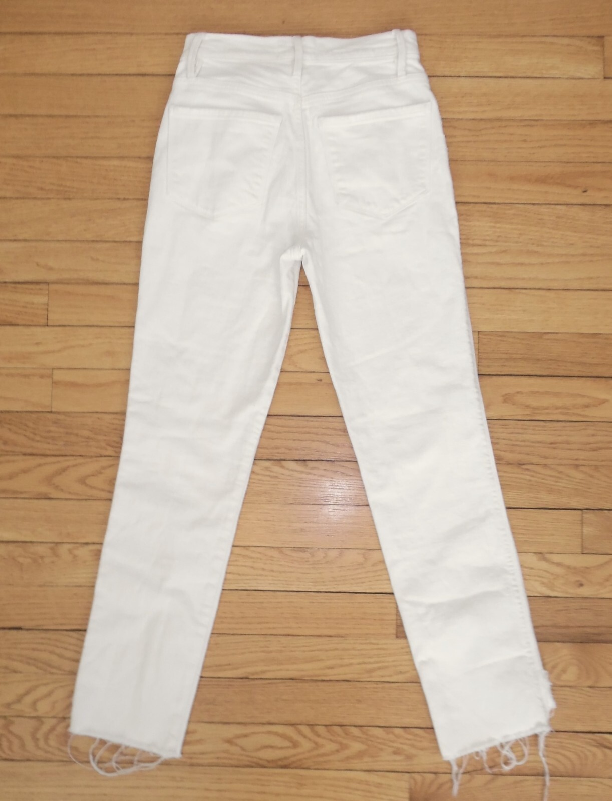 NWOT Frame Le Sylvie Slender Straight Jeans High Slit Hems Au Naturel Ivory 24