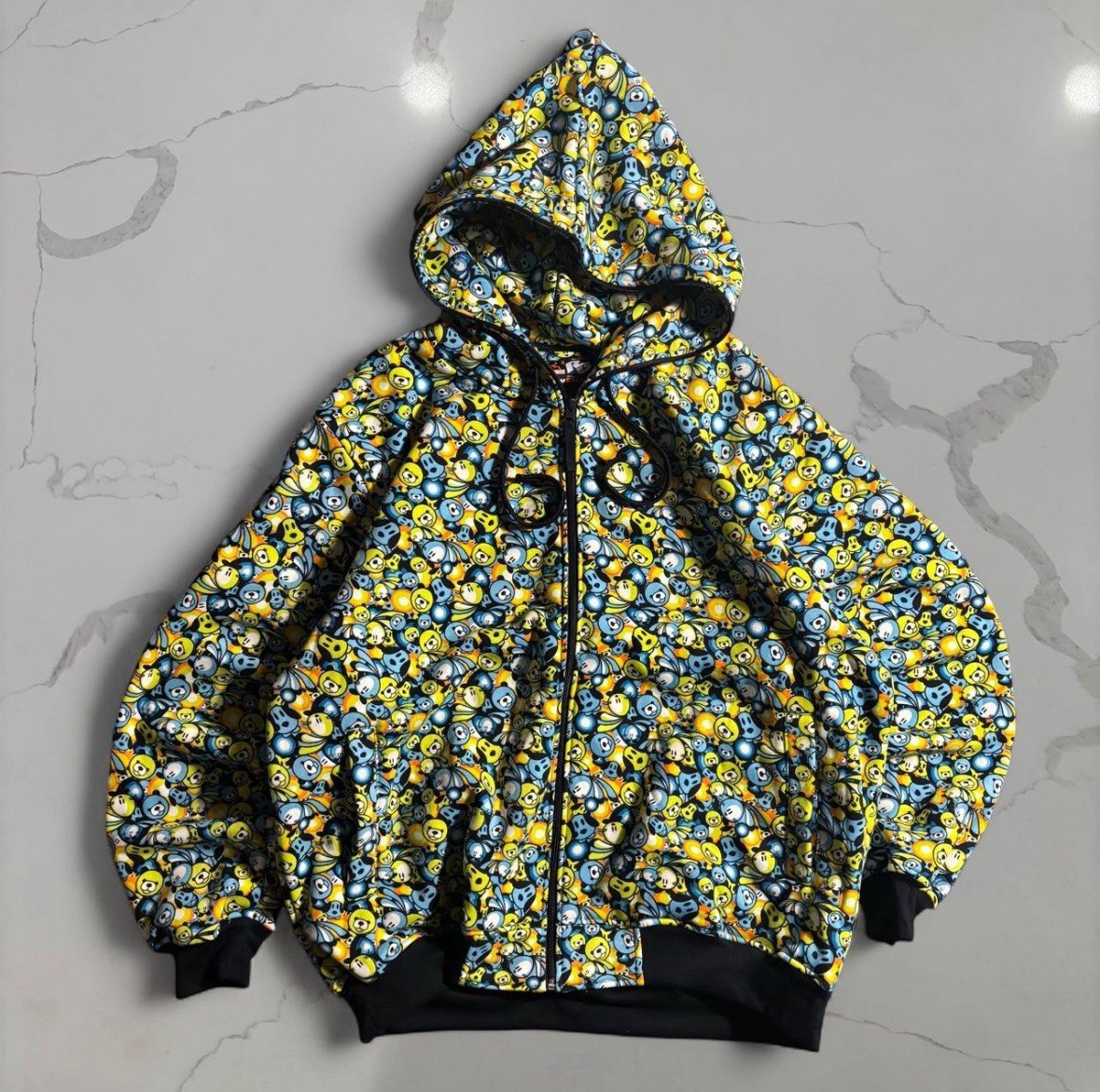 Vintage Raw Blue AOP Hoodie 2000’s Mens Size XL Oversized Anime Panda Dog