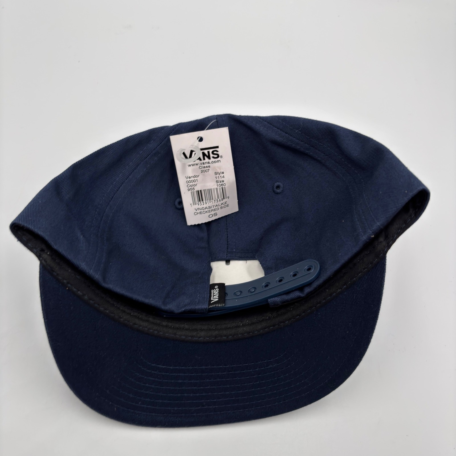Vans Off The Wall Navy Blue Checkered Side Snapback Hat VN0A3I7ALKZ OS NEW
