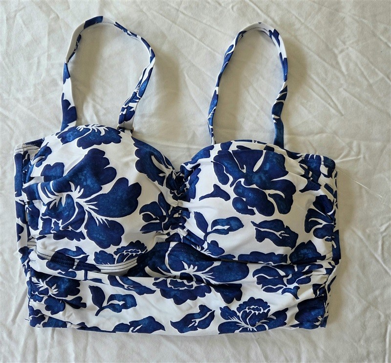 NWOT Ralph Lauren 6 Beach Club Floral Blue Longline Bikini Swim Top 133062