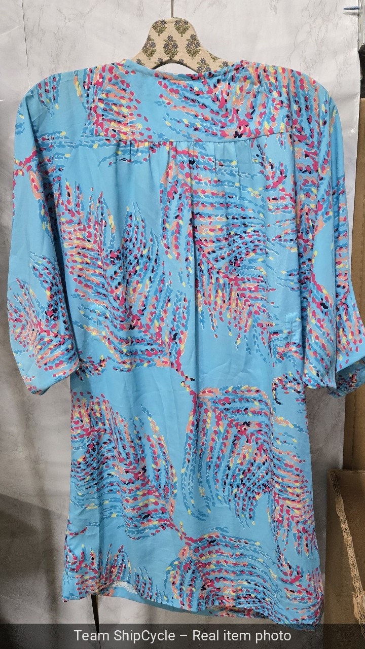 Lilly Pulitzer Wilda Bright Blue Beaded Neck Caftan Dress 238 Shorely Br G2U