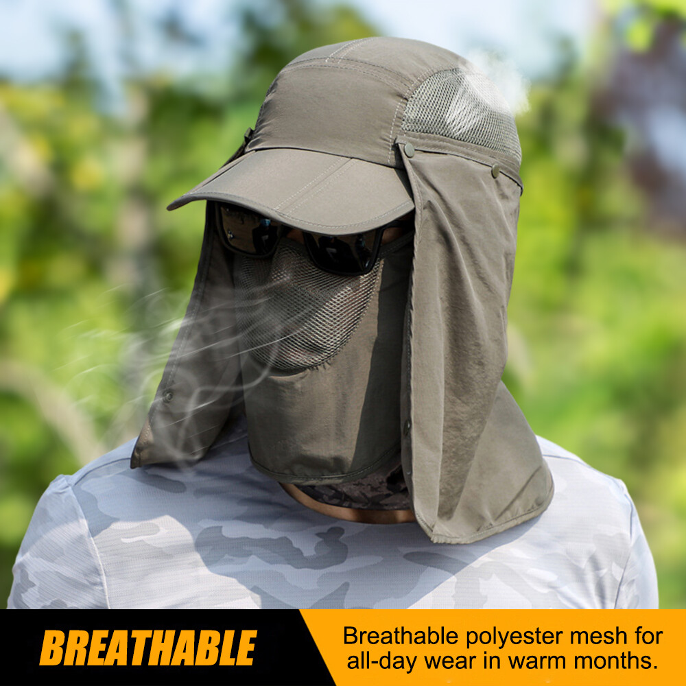 Men Women Sun Hat With Neck Flap Face Cover Shade for Outdoors Fishing Hiking