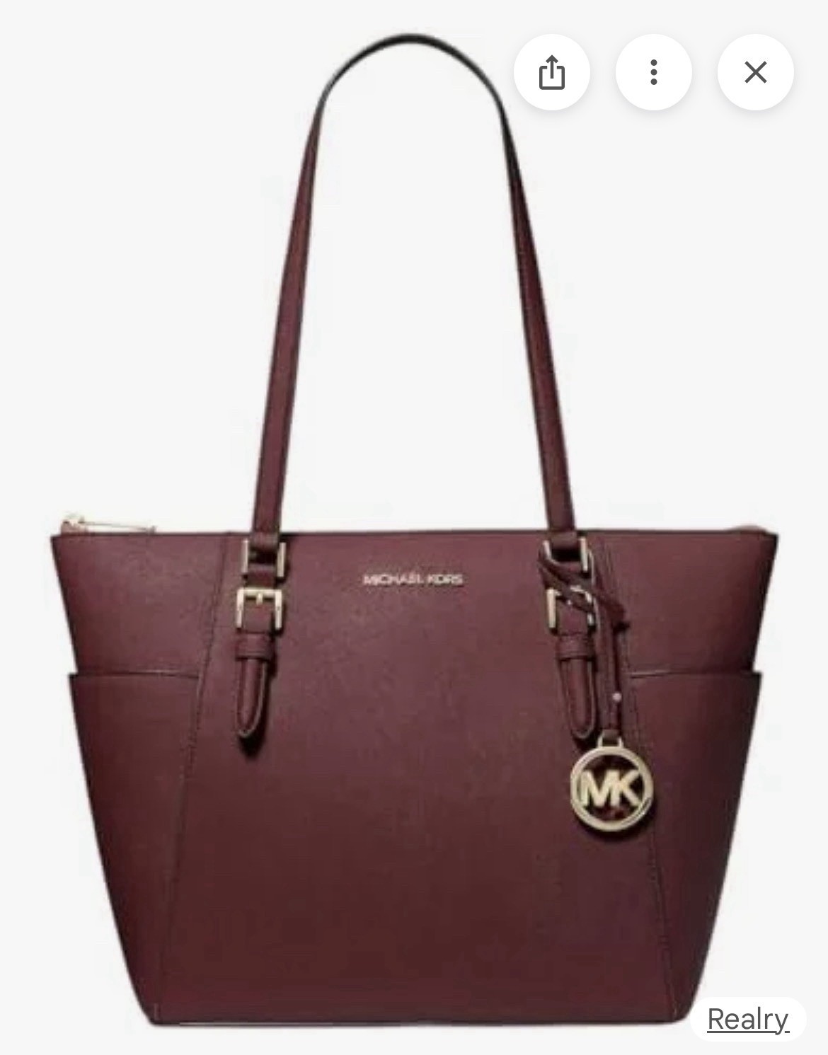 Michael Kors Charlotte Large Leather Top Zip Tote Bag
