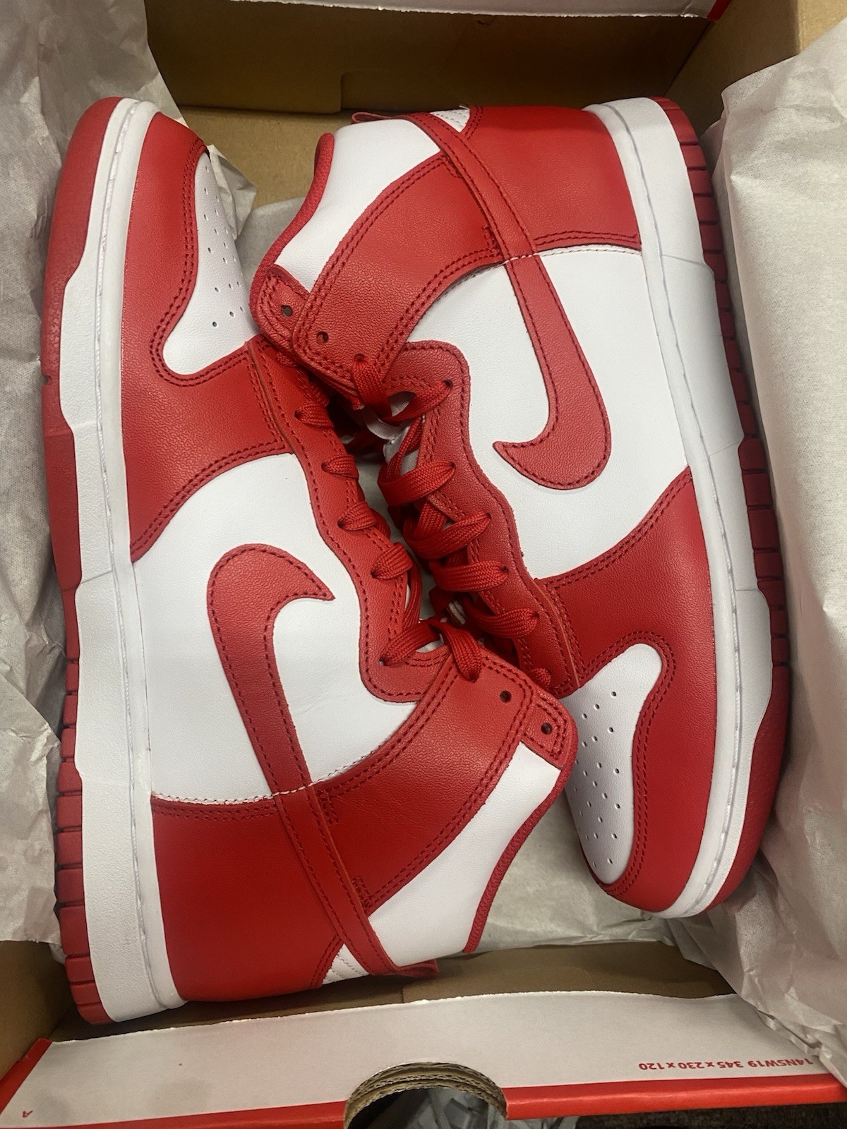 Nike Dunk High Men’s Low High Leather Lace-Up Sneakers Red/White Colorblock