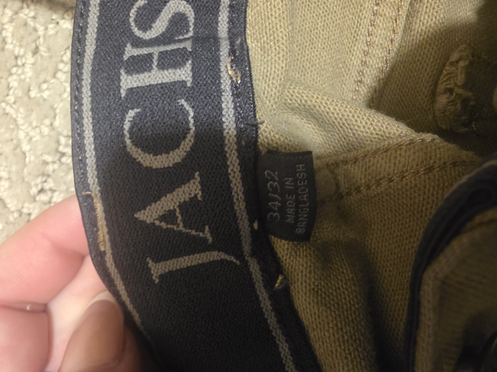 JACHS Men’s Beige Canvas Cotton Pants 34W Straight Leg Regular Fit Pockets