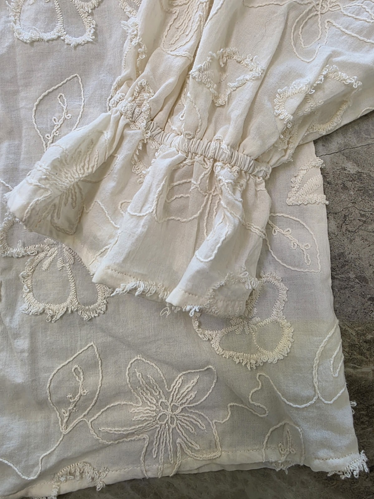 M&S Pure Cotton Applique Tie Neck Blouse ~ Size 16 Regular
