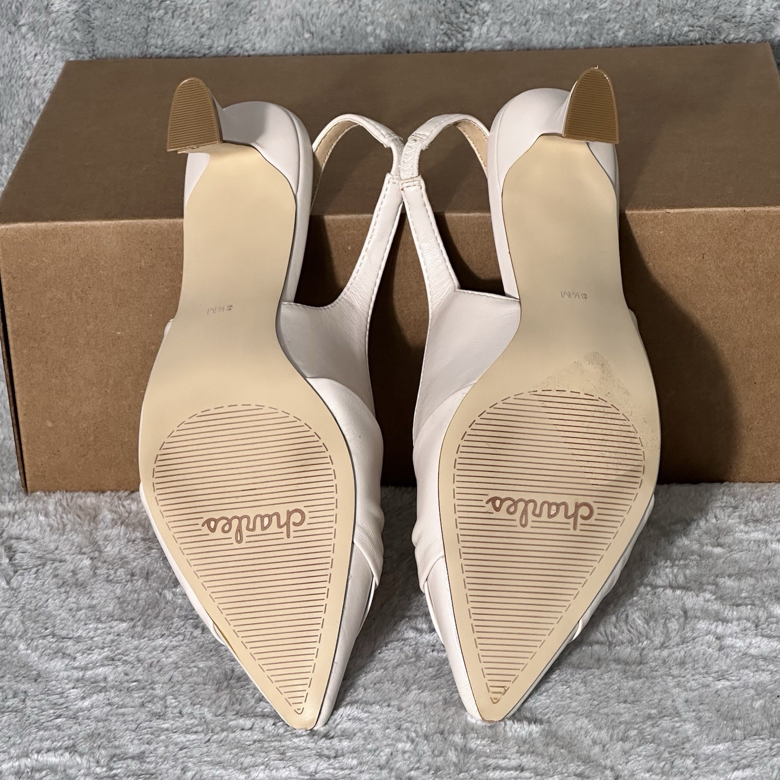 Charles by Charles David 8.5M Avril Twist Slingback Pumps Ecru Cream Pointed Toe