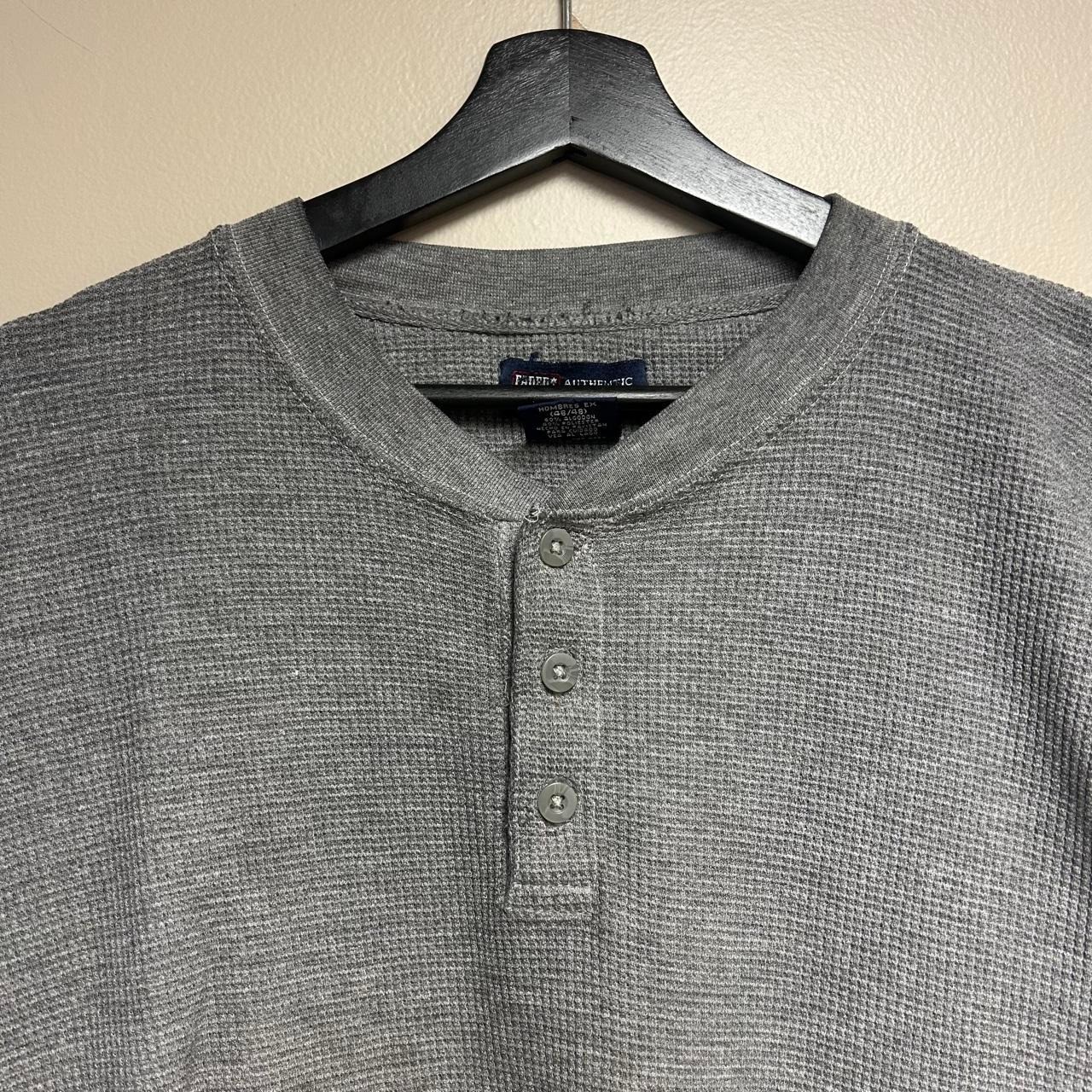 Faded Glory Vintage 2000s Waffle Knit Thermal Henley Shirt Grey Mens XL