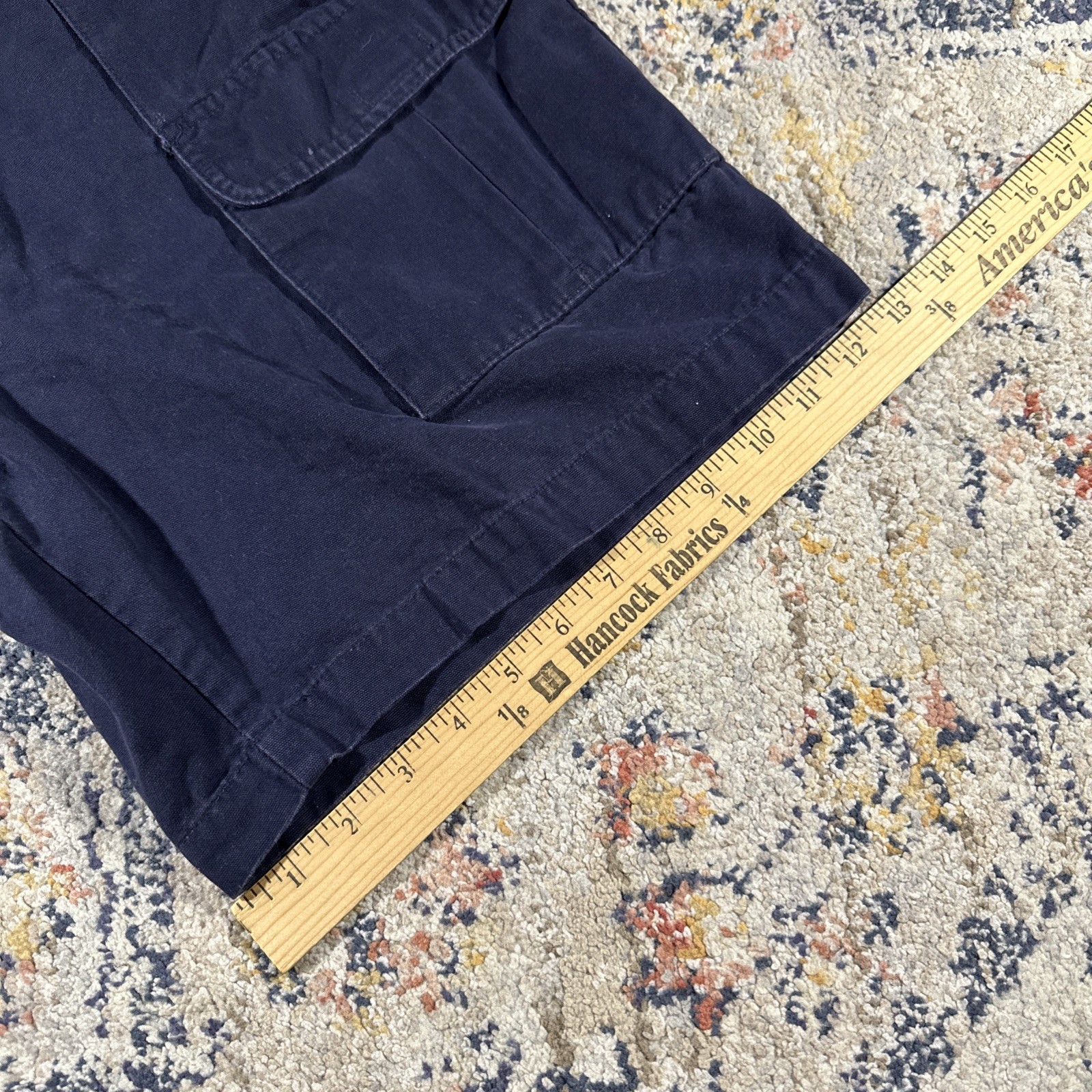 Savane Mens Cargo Shorts Navy Blue Cotton Canvas Elastic Waist Size 36 Camp