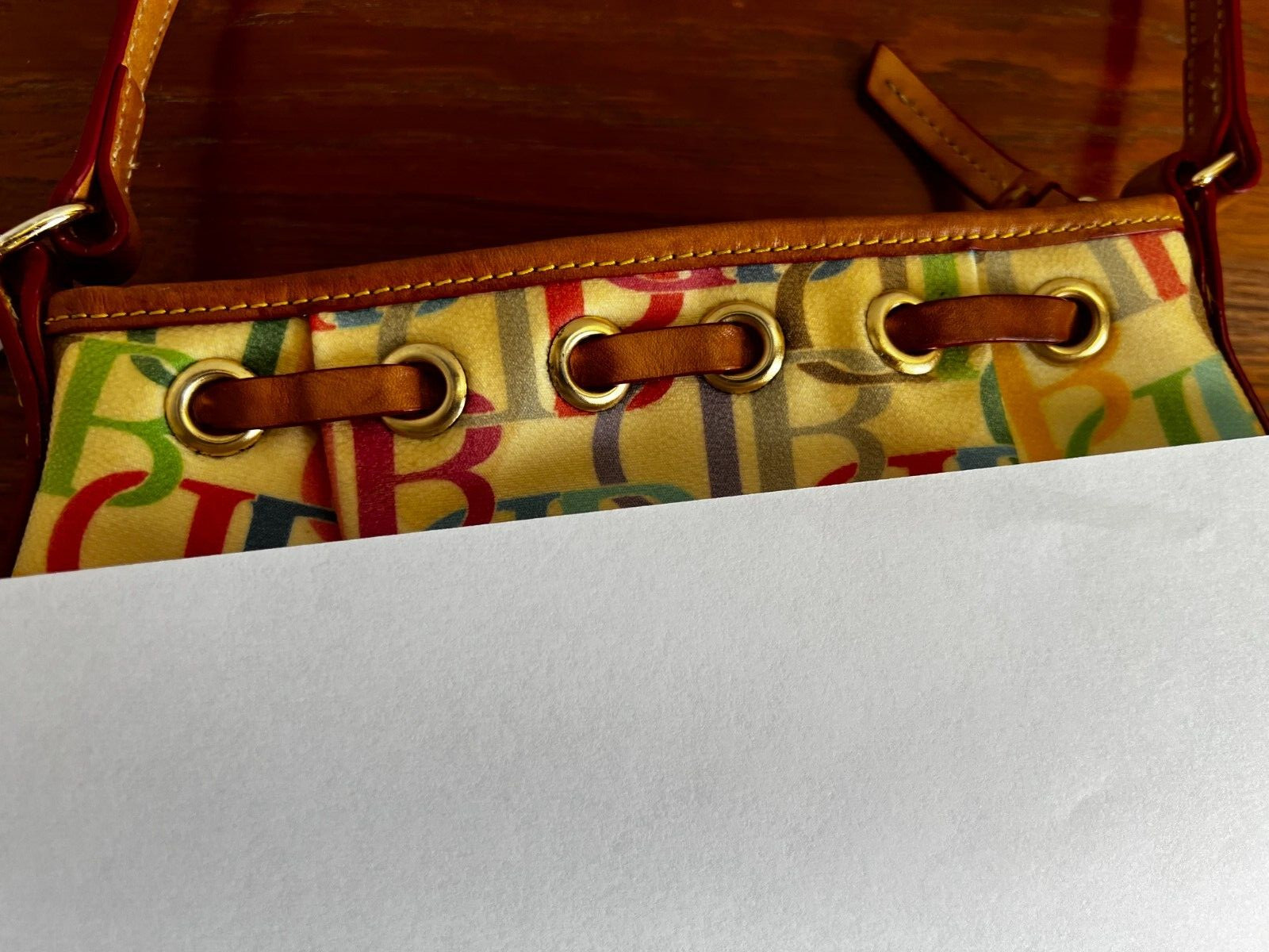 VTG Dooney & Bourke Purse SIGNATURE Rainbow Zipper Small 8.75 x 4.75