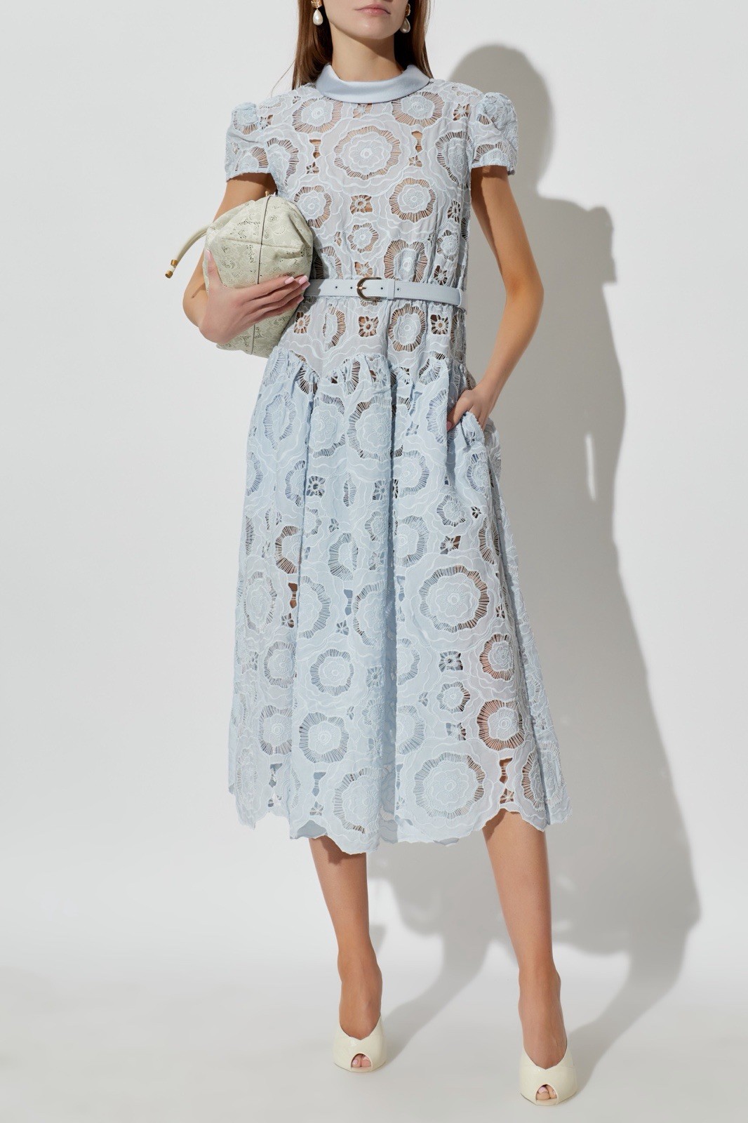 Self portrait DRESS BLUE FLORAL LACE MIDI $735 NWT Size US 6 UK 10