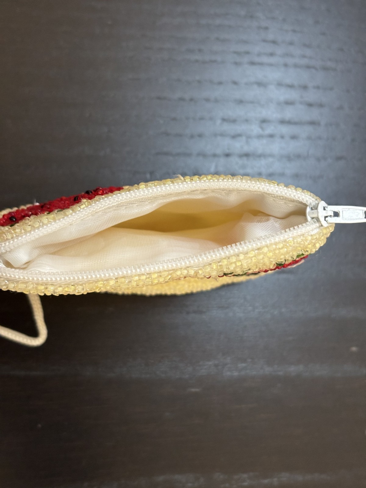 Yellow Beaded Hello Kitty Change Purse