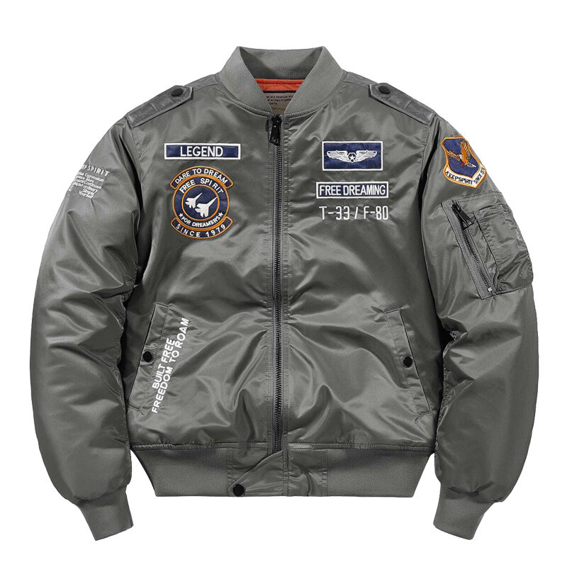 Winter Mens Bomber Jacket MA1 Aviator Pilot Flight Army Fly Baseball Casual Coat