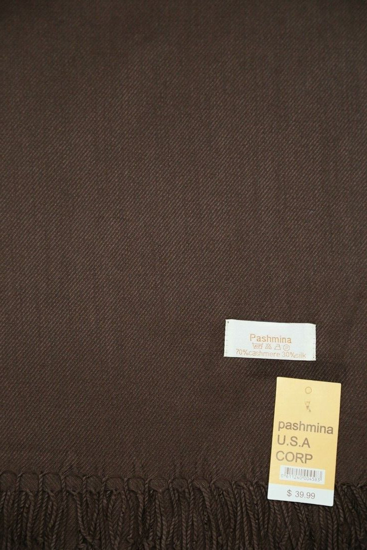 Pashmina Scarf Wrap Shawl Solid Coffee,Silk Cashmere,Soft *030