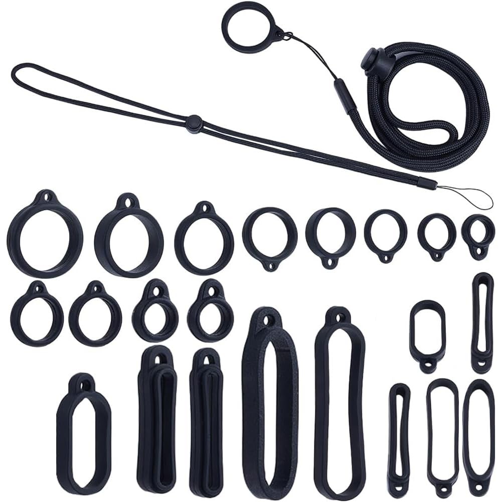 18Pcs 9 Style Anti-Lost Lanyard Set with Silicone Rubber Rings 1Pcs Lanyards S