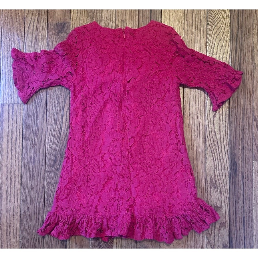 Mud Kingdom Girls Dress Red Lace dress size 5 *Brand size chart in photos