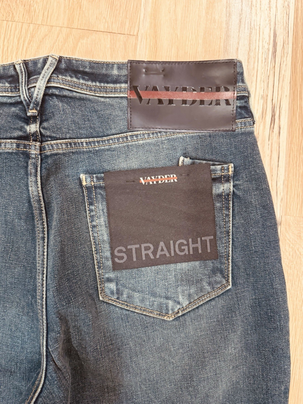VAYDER Men’s Straight Jeans Blue Denim 98% Cotton 2% Elastane Button Zip Closure