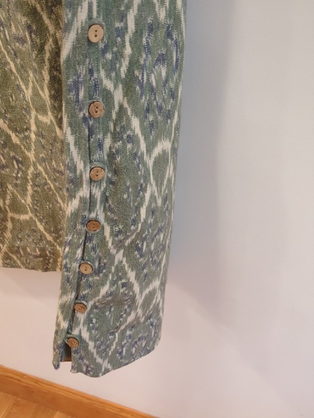 Granola Boho Coastal Preppy Faherty Blue Green Ikat Shift Mini Dress Sz XL NWOT