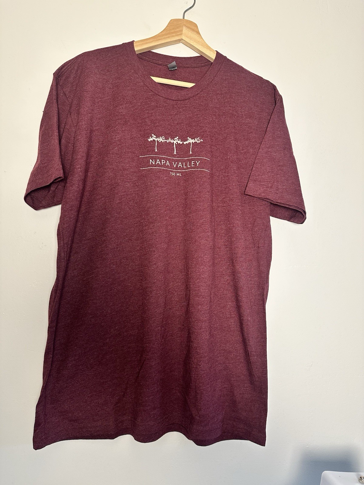 Next Level Apparel Men’s Burgundy Napa Valley Graphic Crew Neck Tee Shirt L