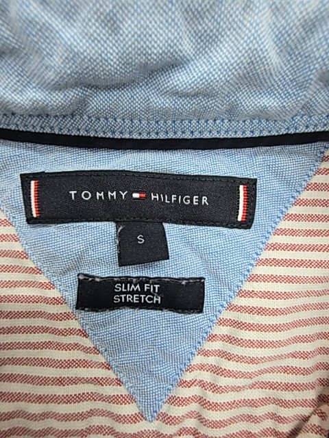 Tommy Hilfiger Mens Red/White/Blue Striped Slim Fit Shirt Size S – Casual