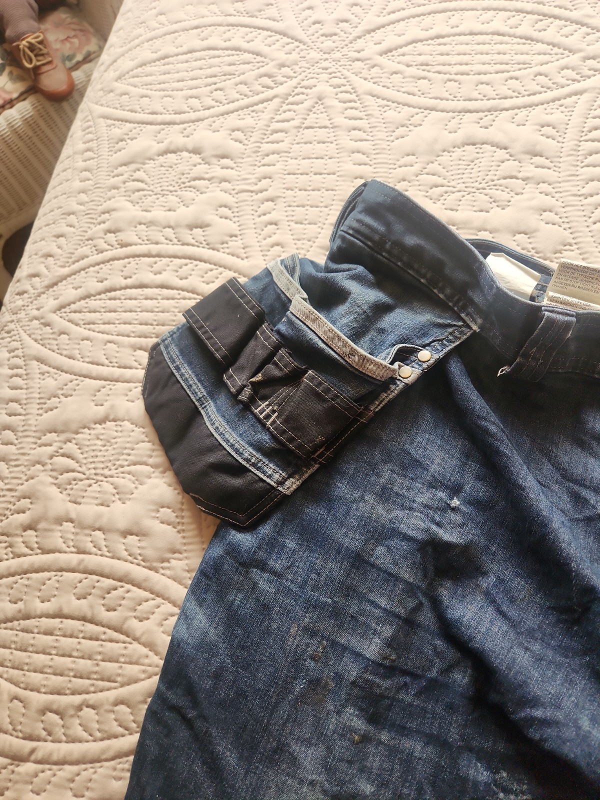 DASSY EUROPE CRATOS MELBOURNE MENS CAT II BLUE DENIM WORK PANTS SZ 44 DISTRESSED