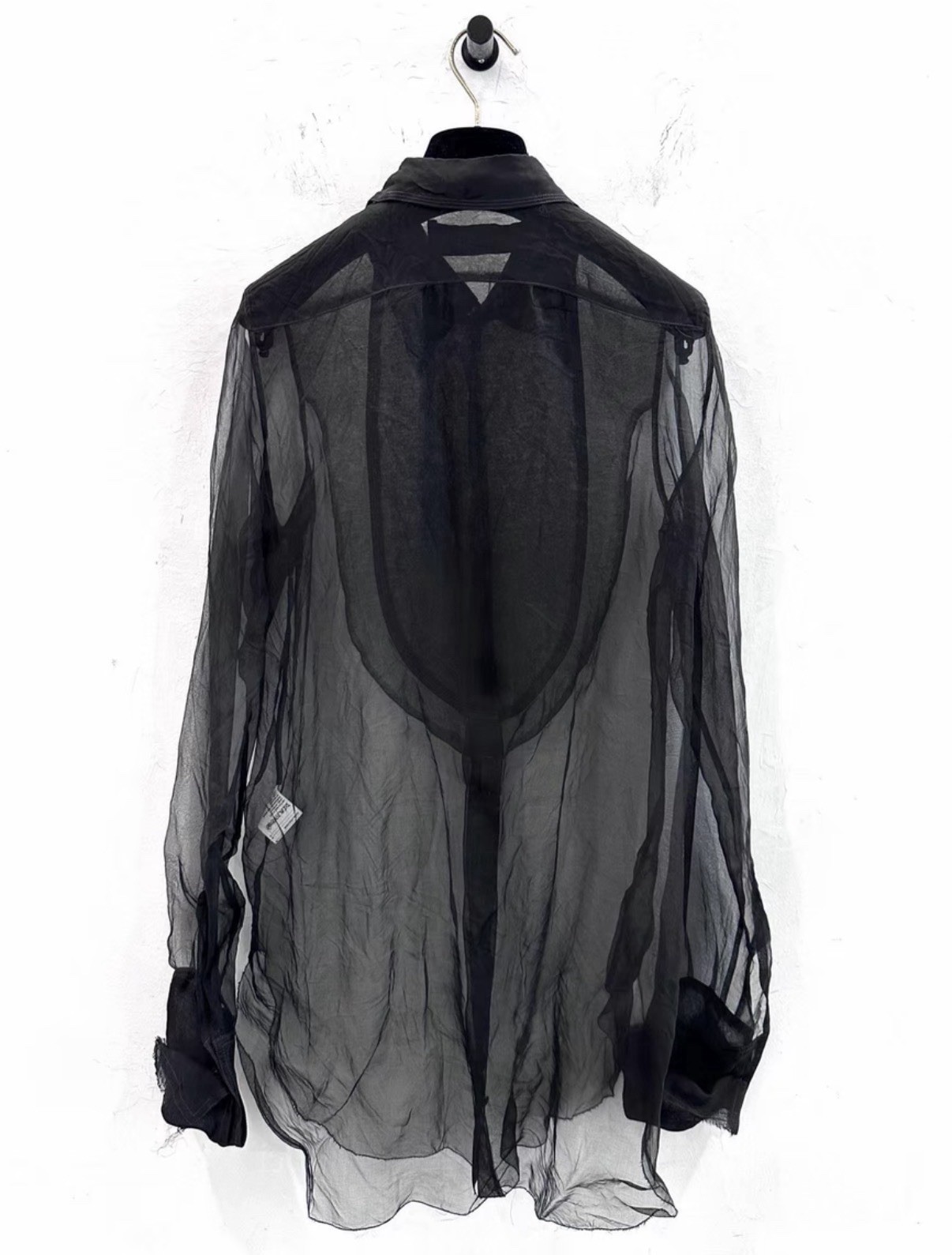 Marc Le Bihan Women’s Black Semi-Sheer Silk Shirt 34 Size