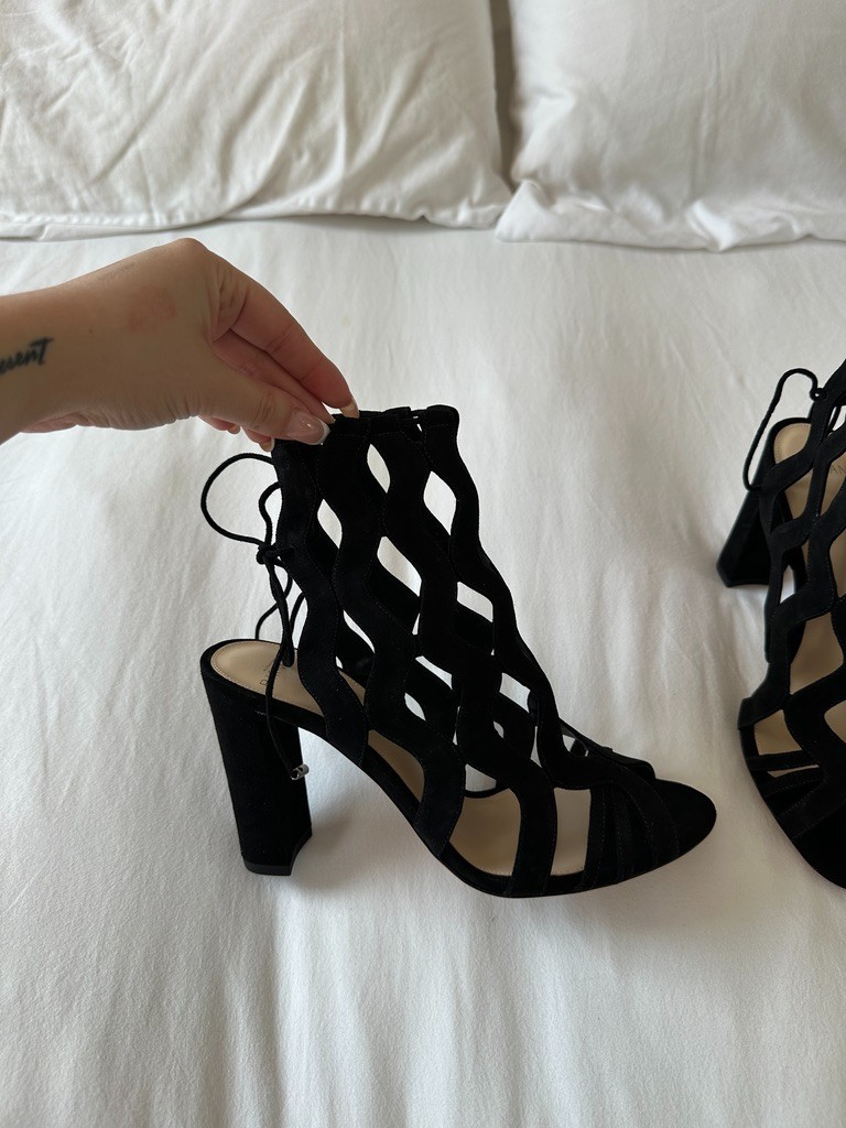 Alexandre Birman Loretta Black Suede Block Heel Sandals EU 39.5 US 9.5 NIB