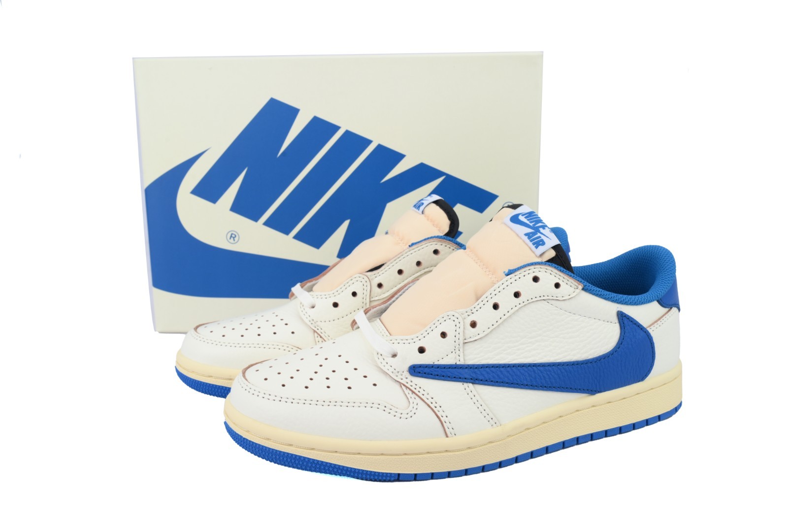 DM7866-104 Free Shipping White Blue Travis Scott x Air Jordan 1 Retro Low