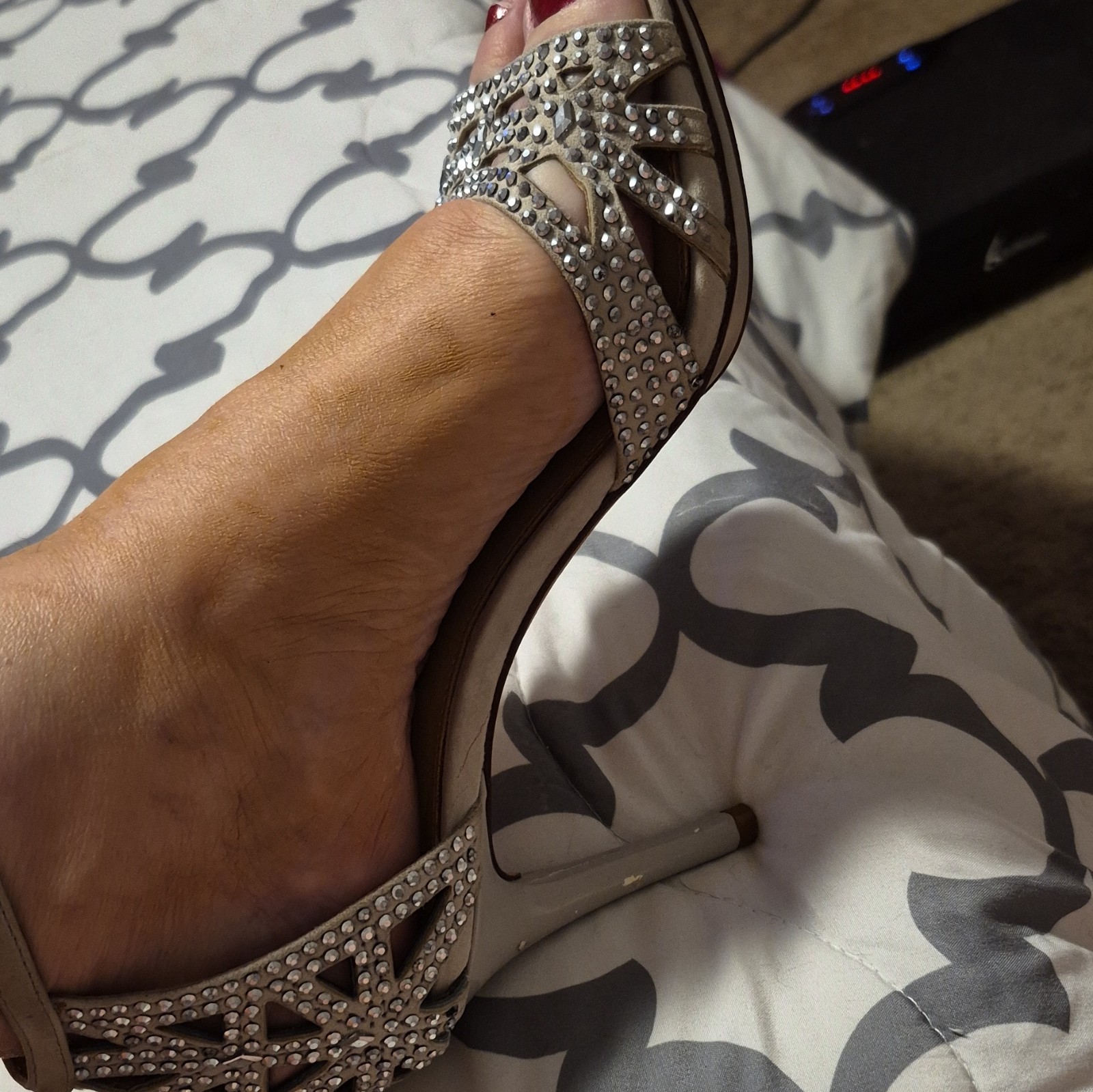 Antonio Melani Rhinestone Embellished Strappy Heels | Genuine Leather Size 6M