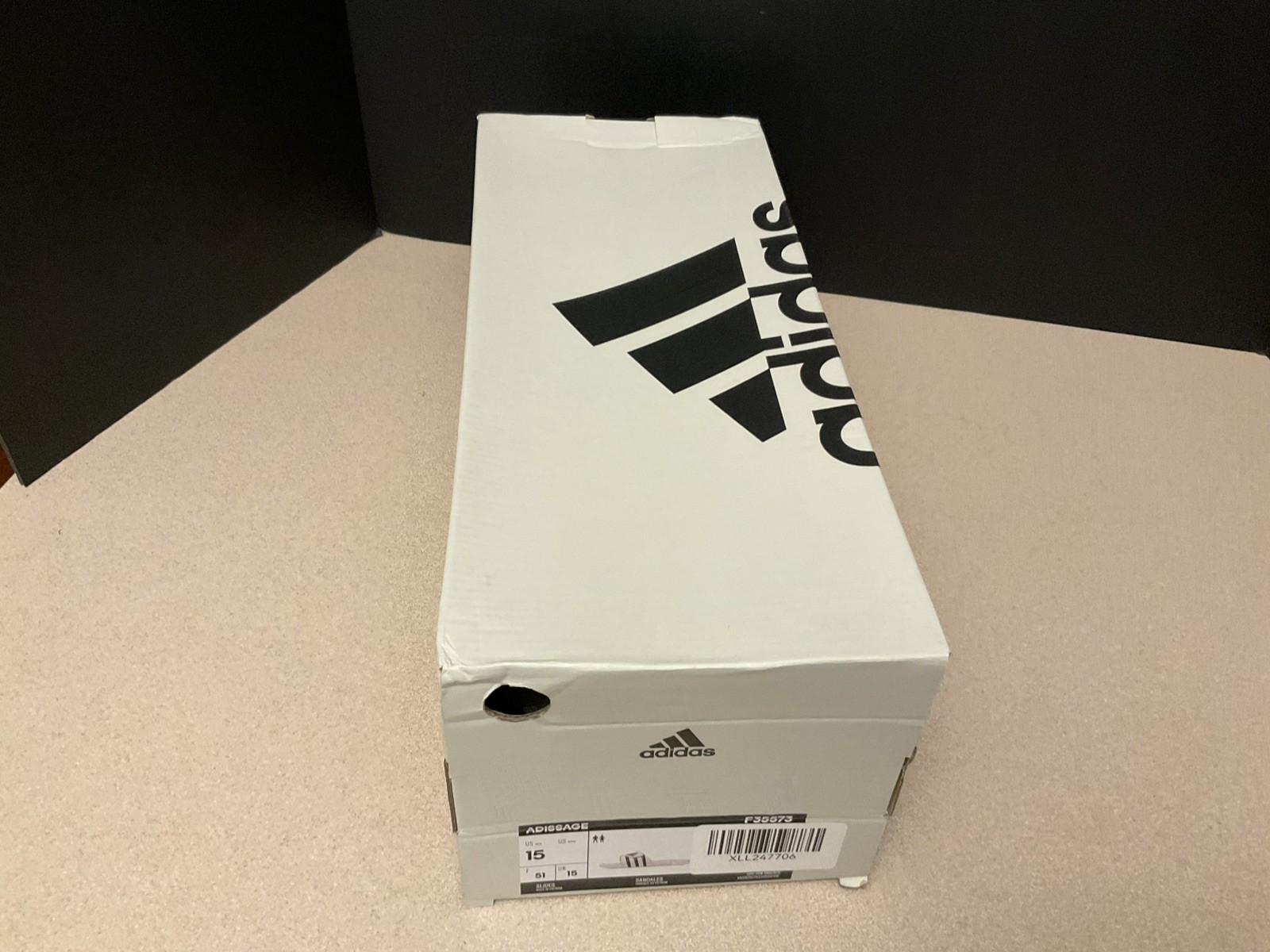 New! Mens Adidas Adissage White/Black Slide Sandals. Size 15. Nice Sandals!!!