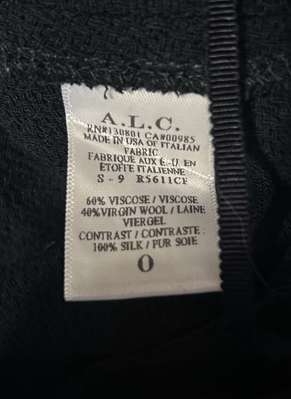 A.L.C. Women’s Black Sleeveless Mock Neck Cropped Knit Button Back Top Size 0