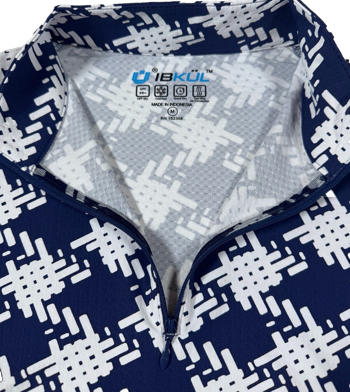 IBKUL Golf Tennis 1/4 Zip Pullover Shirt XS S M L XL Navy White Longsleeve S1
