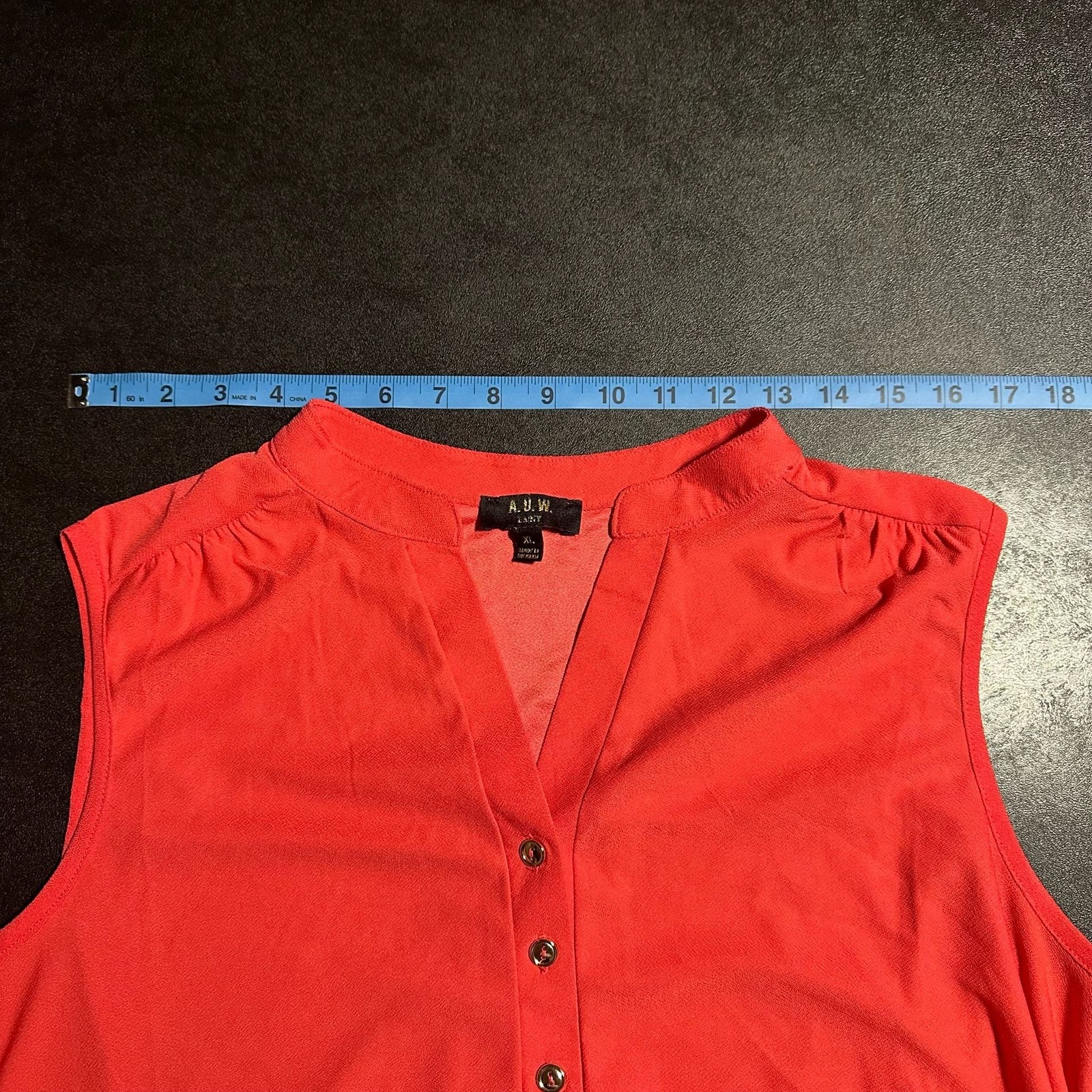 A.U.W. LANY Women’s Red Sleeveless Notch Neck Blouse