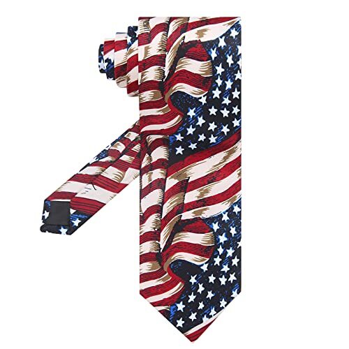 Men’s American Flag Ties 3.27″ (8.3CM) USA Flag Necktie For Men Honor